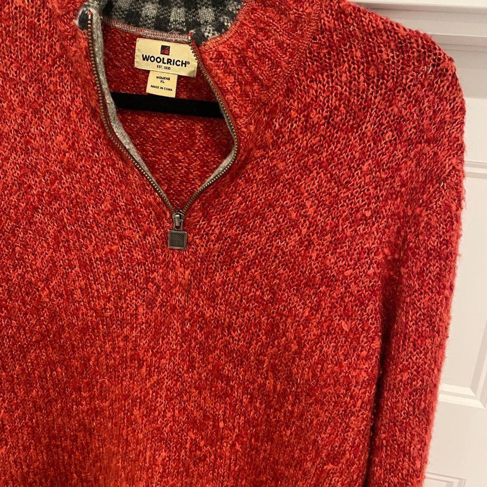 Woolrich Women's Ruby Red 1/4 Zip Long Sleeve Pullover Knit Sweater, Size XL - Picture 5 of 8